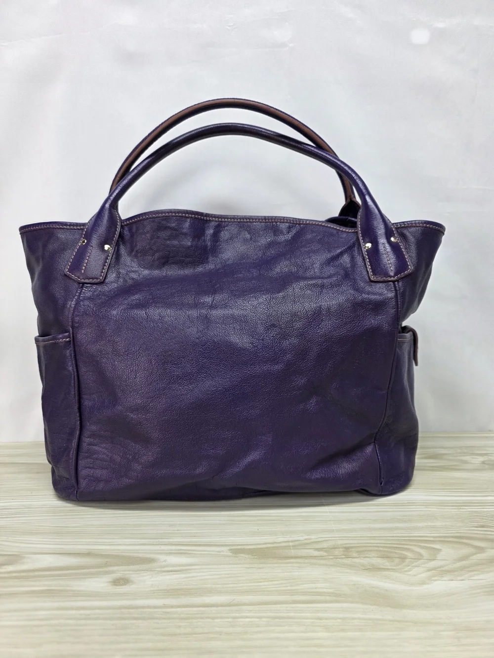 Dooney & Bourke Purple Leather Tote Bag